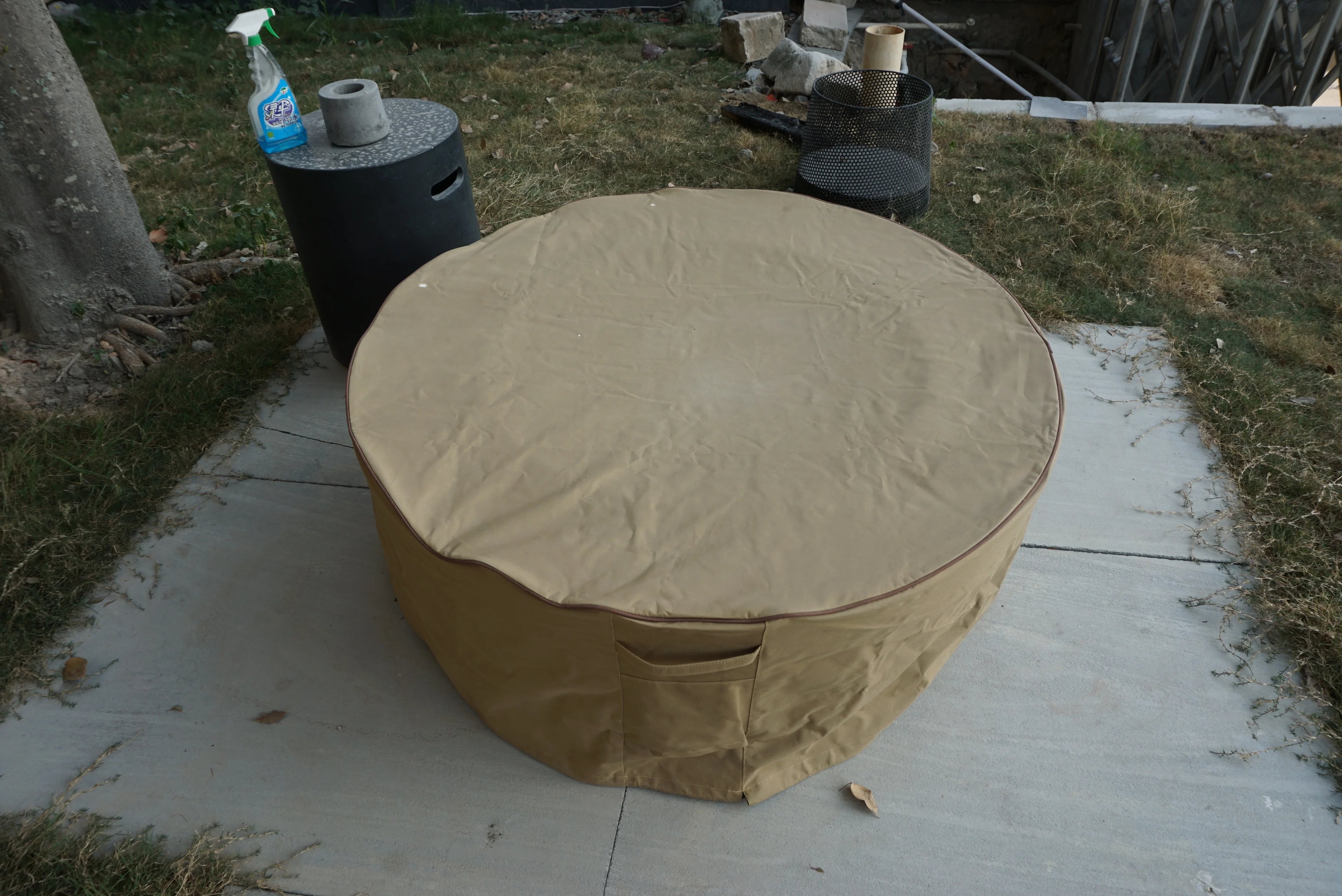 Outdoor Round Concrete Gas Fire Pit Table Bowl