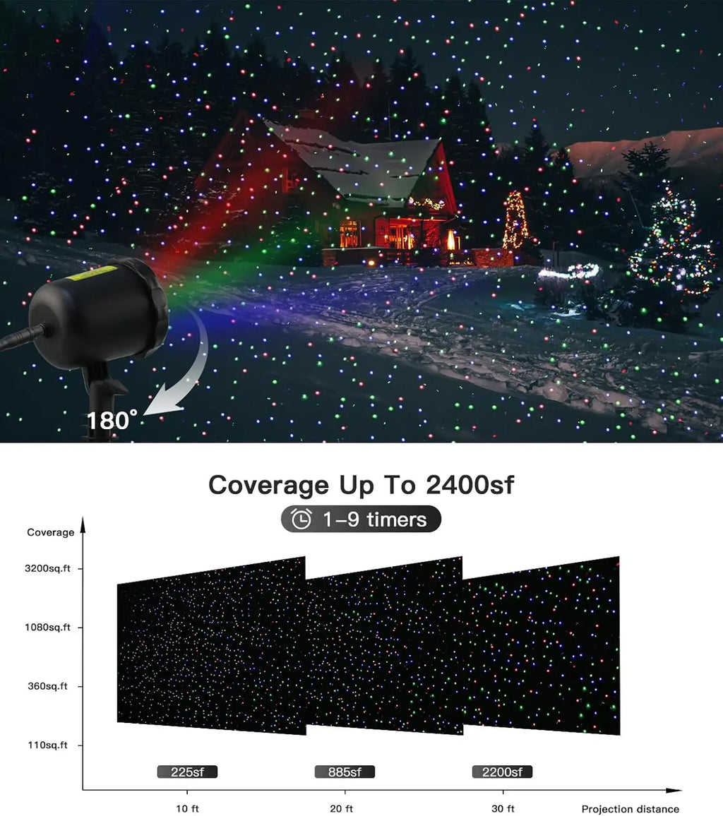 Outdoor Waterproof LED Laser Light Projector Remote Control Garden Lamp