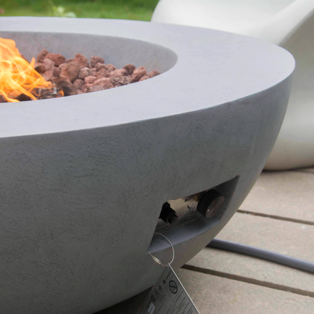 Outdoor Round Concrete Gas Fire Pit Table Bowl
