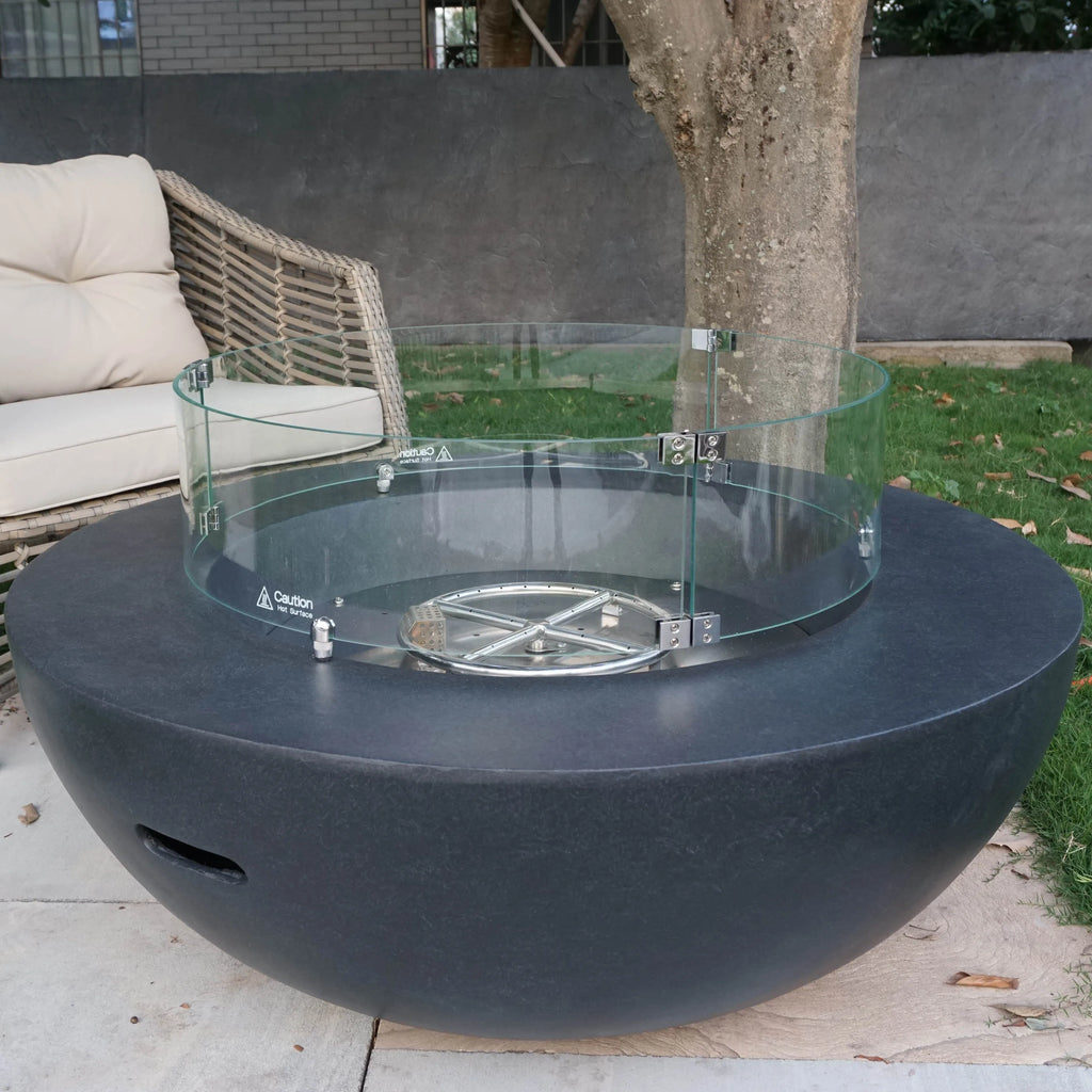 Outdoor Round Concrete Gas Fire Pit Table Bowl