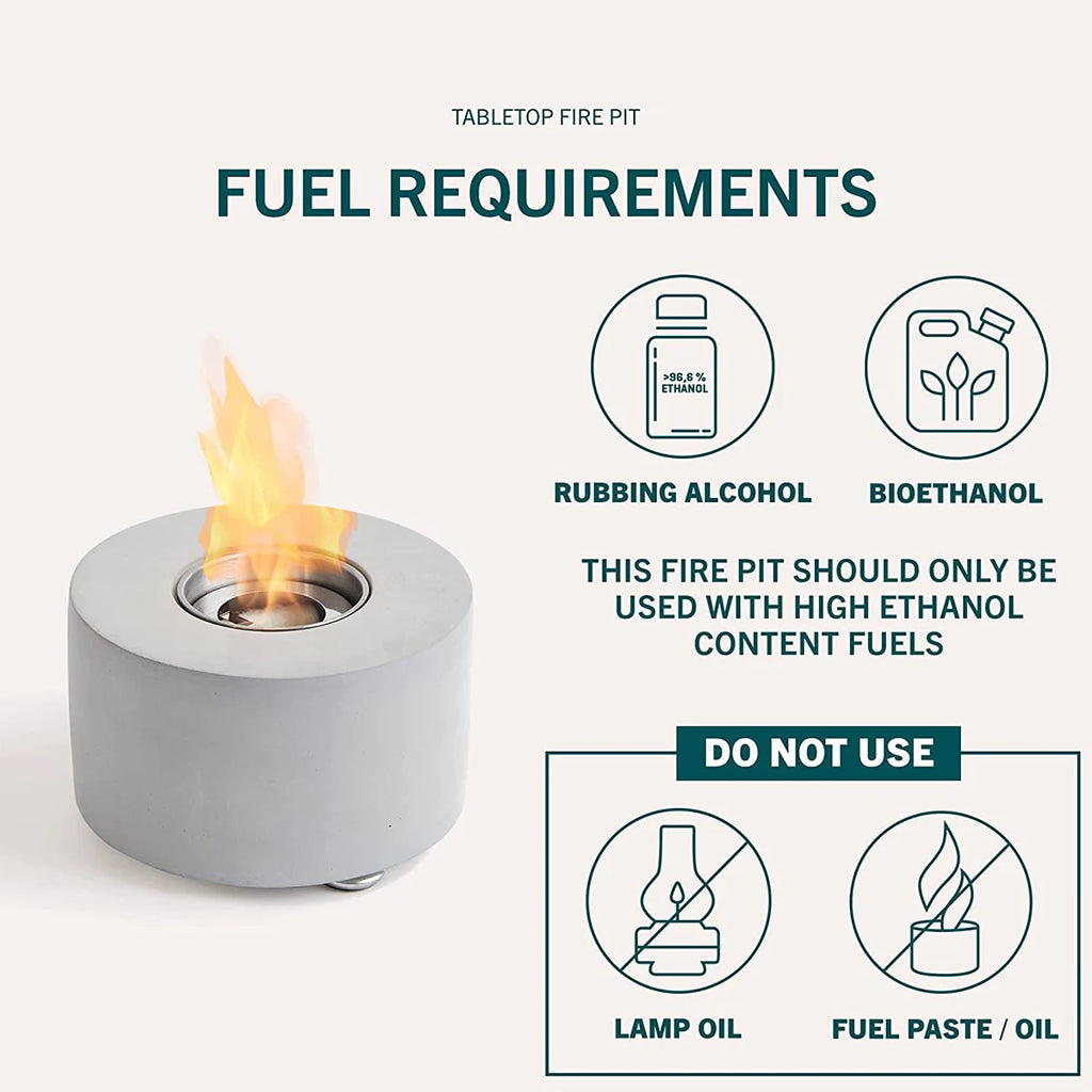 Outdoor Round Concrete Tabletop Fire Pit Bowl Portable Gathering Heater