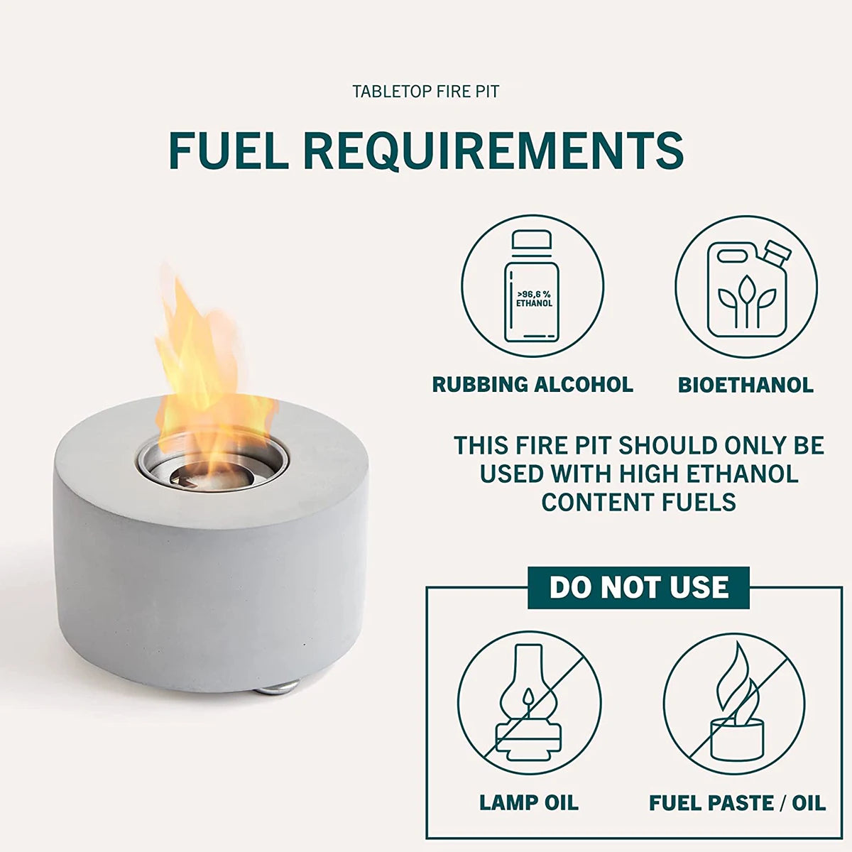 Outdoor Round Concrete Tabletop Fire Pit Bowl Portable Gathering Heater