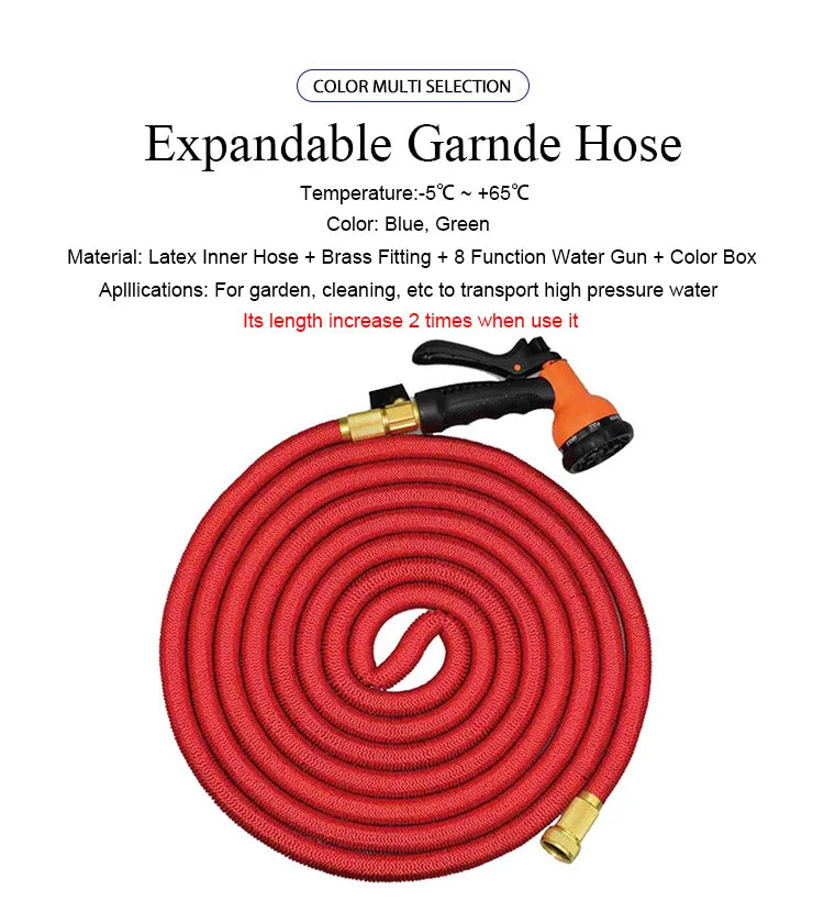Outdoor Expandable Flexible Garden Hose Lightweight Watering Pipe