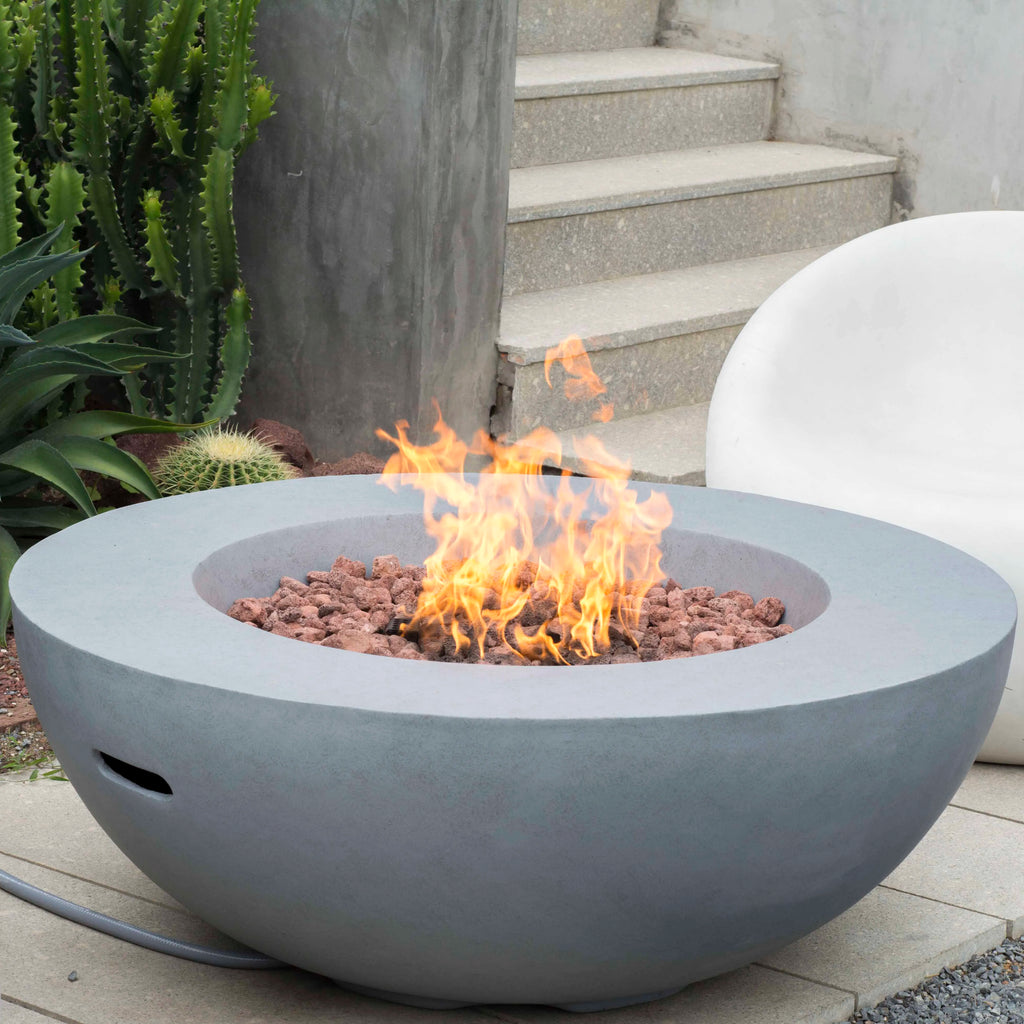 Outdoor Round Concrete Gas Fire Pit Table Bowl