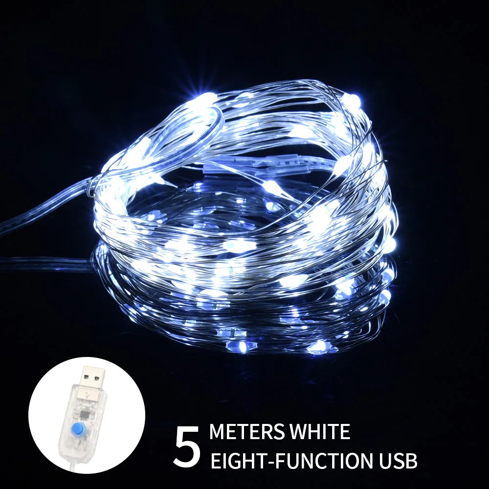 Outdoor USB String Lights Waterproof LED Fairy Lamp Patio Decor