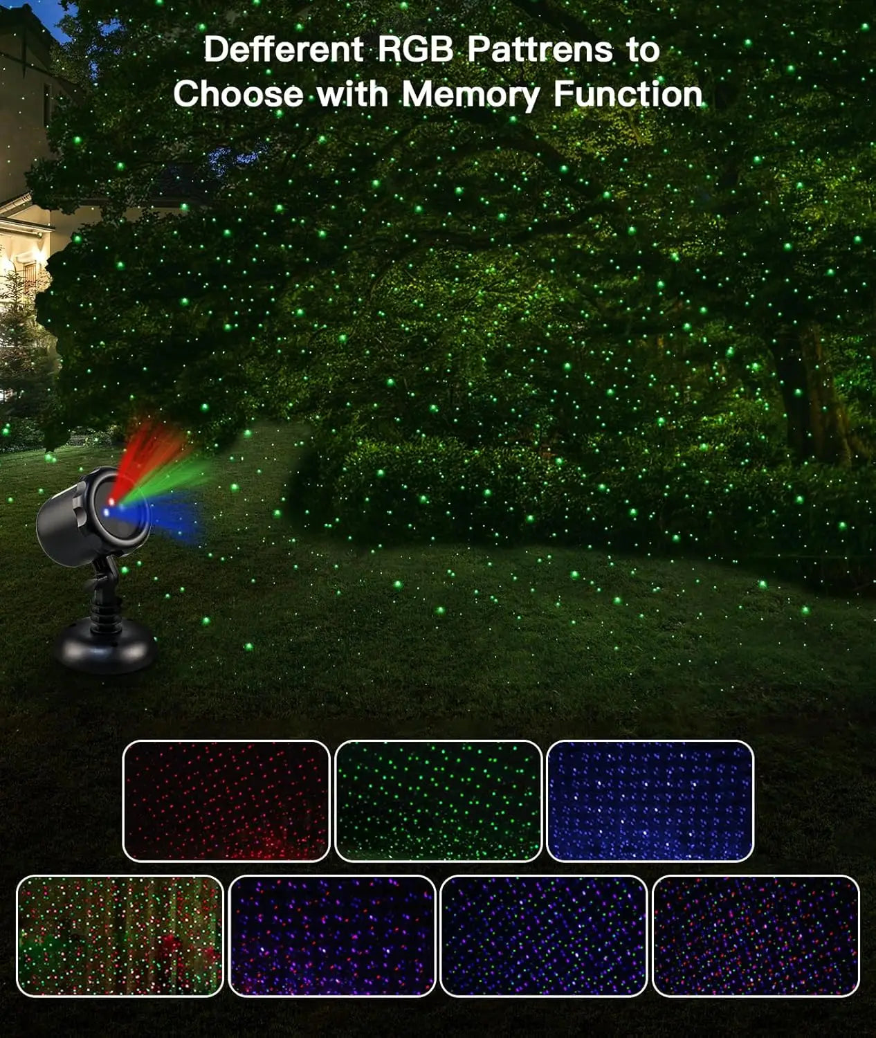 Outdoor Waterproof LED Laser Light Projector Remote Control Garden Lamp