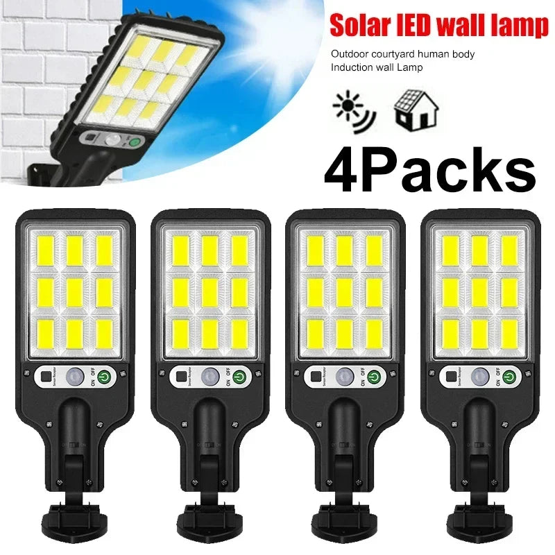 Solar motion sensor LED wall light with integrated solar panel