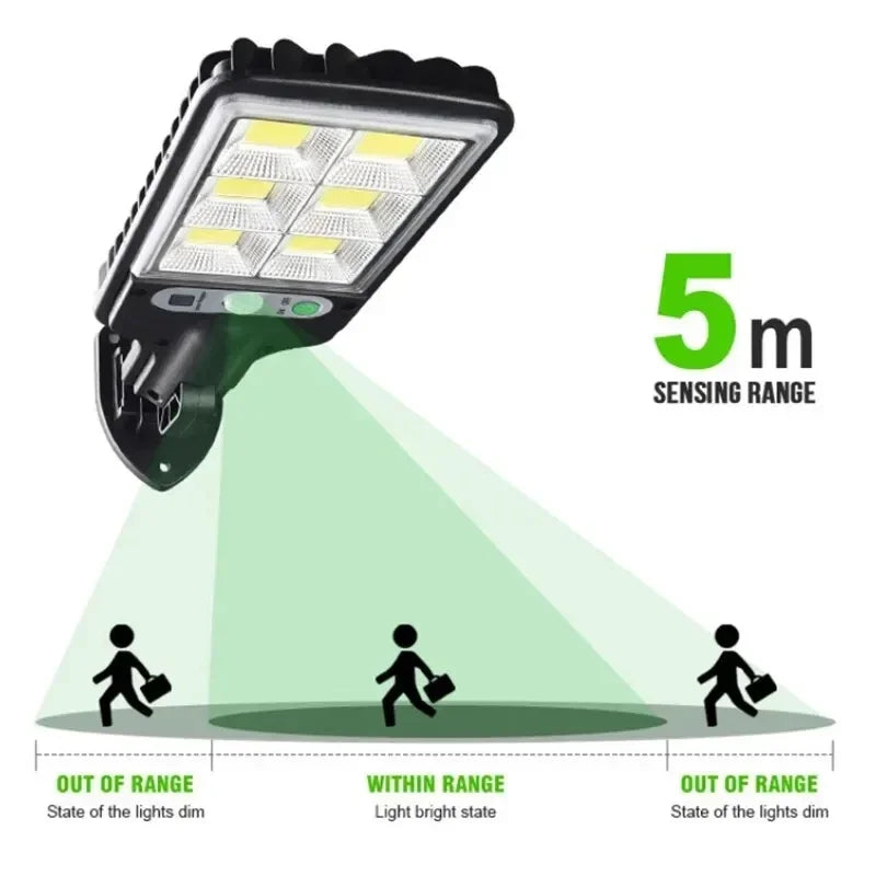 Solar flood light illuminating a driveway