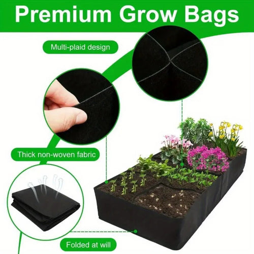 Fabric grow bed planted with vegetables in a garden