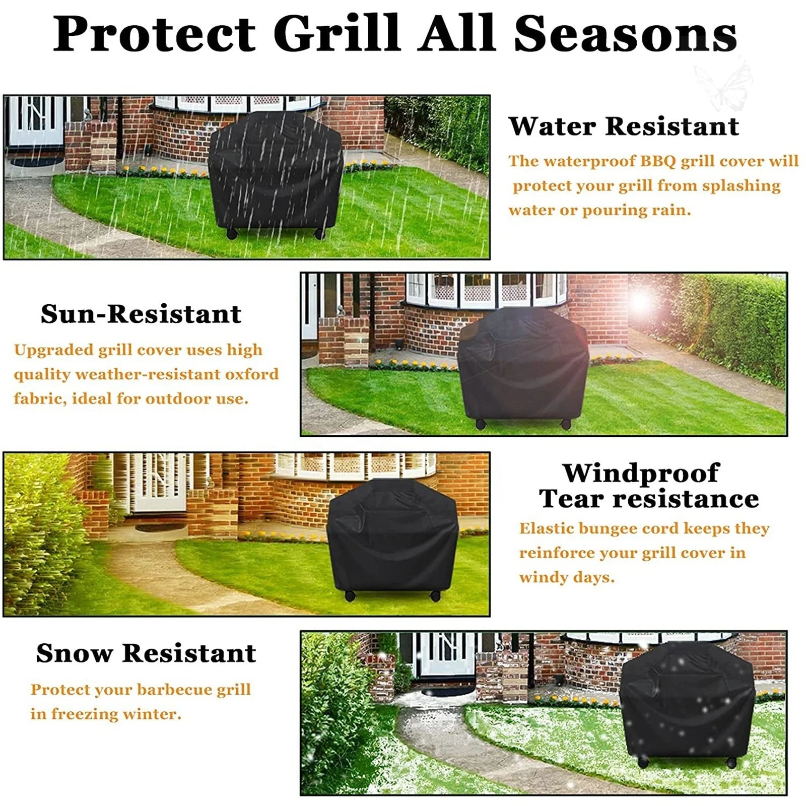 Heavy Duty Waterproof Barbecue Gas Grill Cover Dustproof Outdoor Protector