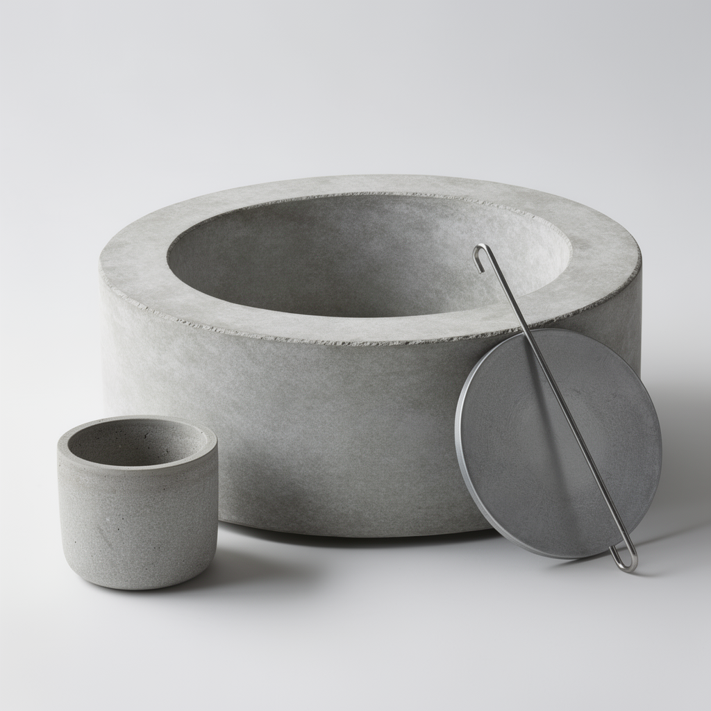 Fire bowl with included snuffer tool and removable inner fuel cup